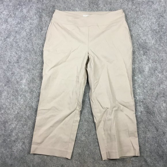 Dana Buchman Capri Pants S Cropped Khaki Pull On Straight Mid Rise Career Casual - Picture 1 of 12